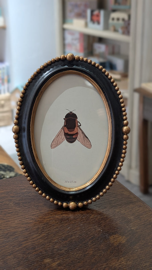 Cadre Orné - Perles Noir/Doré Ovale