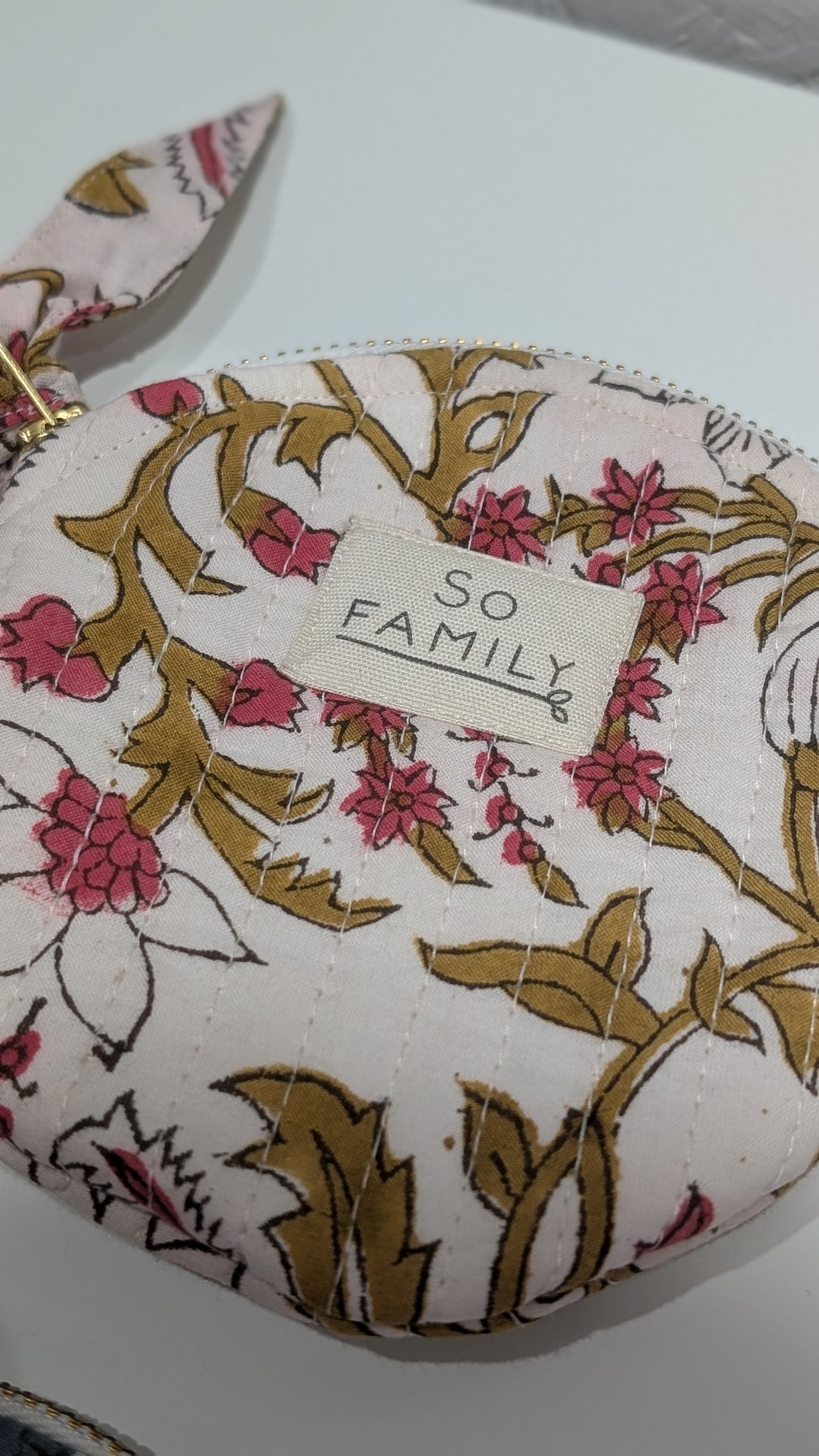 Porte-monnaie matelassé - Blanc & Rose