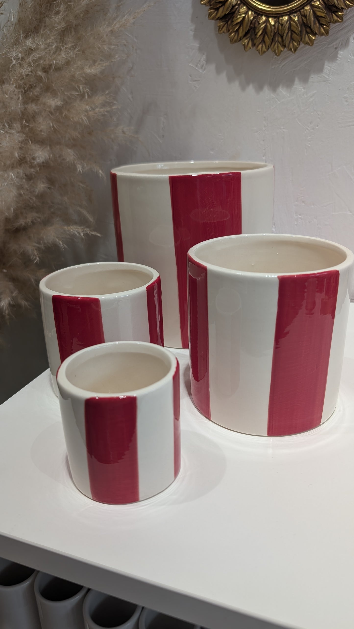 Pots à Rayures - Rouge & Blanc