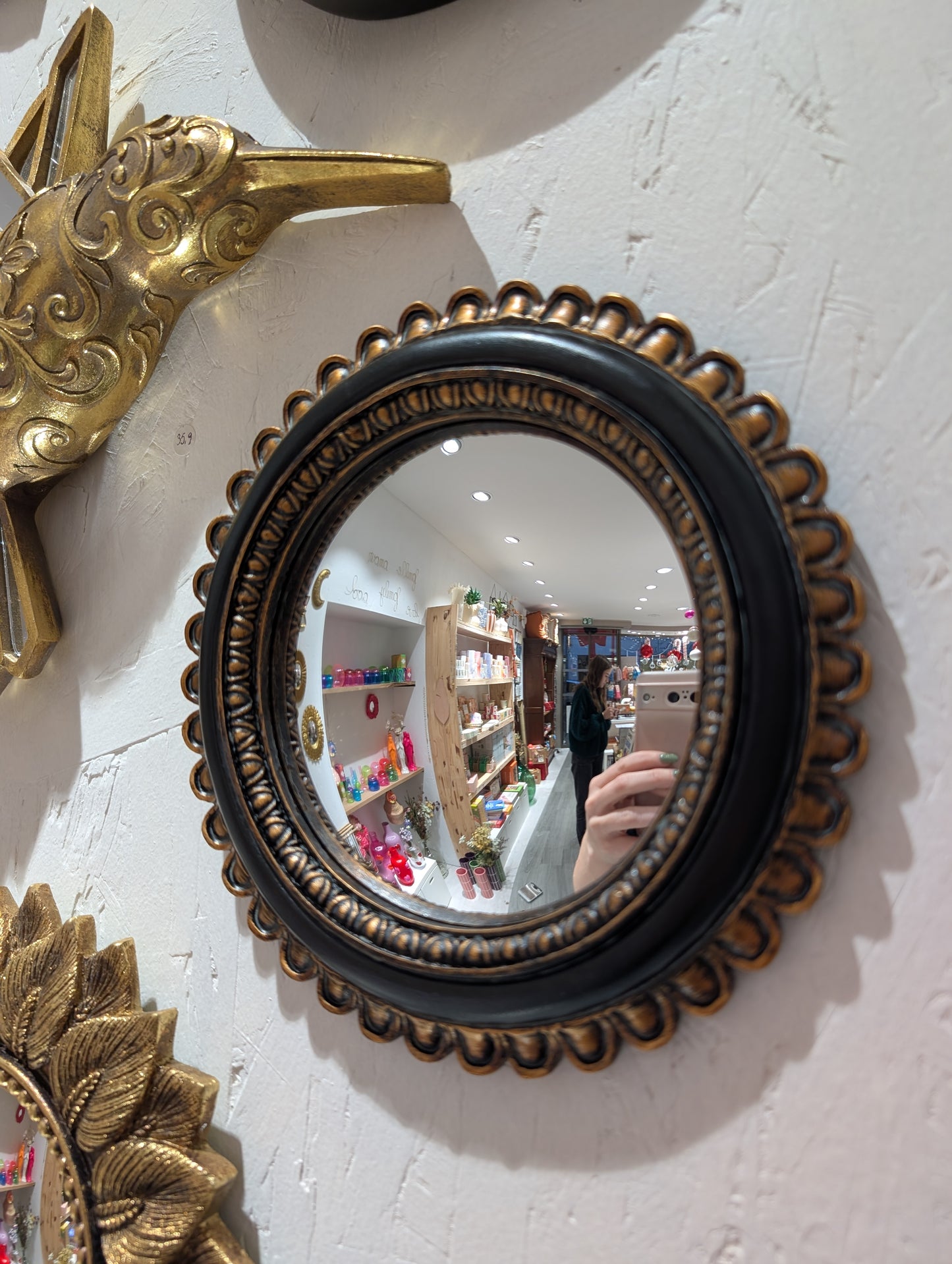 Miroir - Fleur Noir/Doré