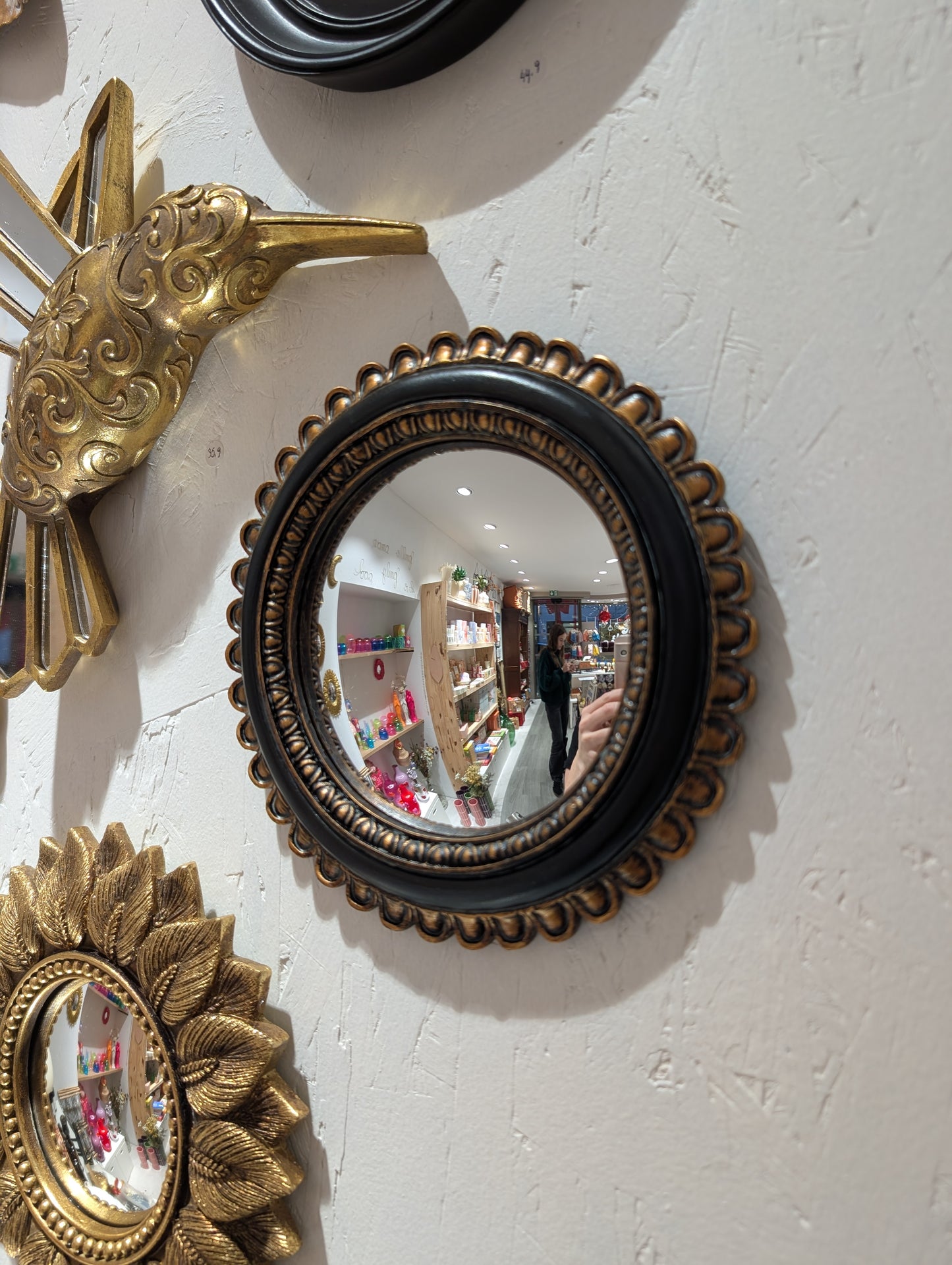 Miroir - Fleur Noir/Doré