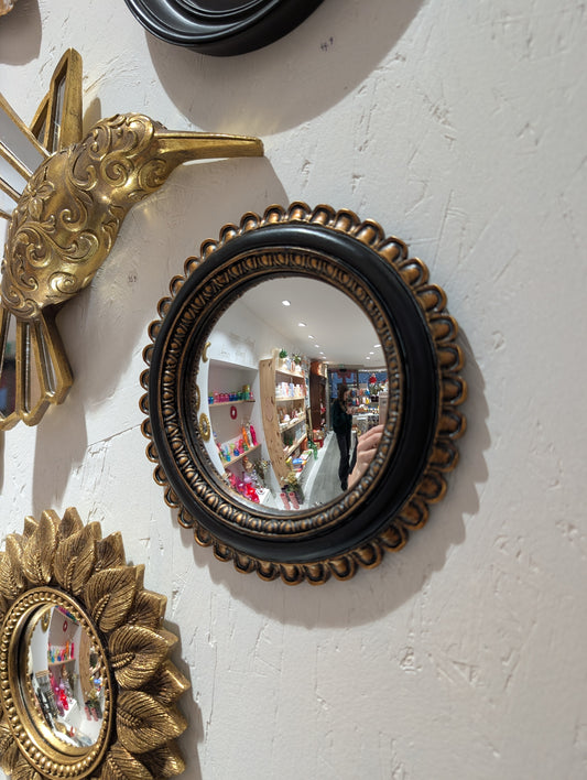 Miroir - Fleur Noir/Doré