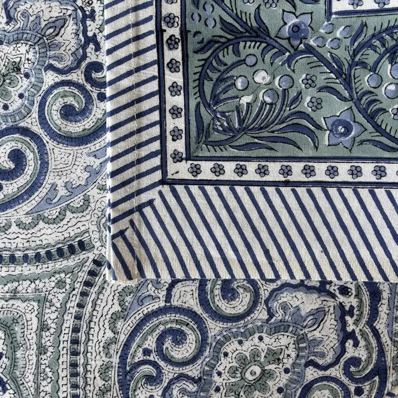 Nappe « Un jardin à Séville » en coton imprimé blockprint