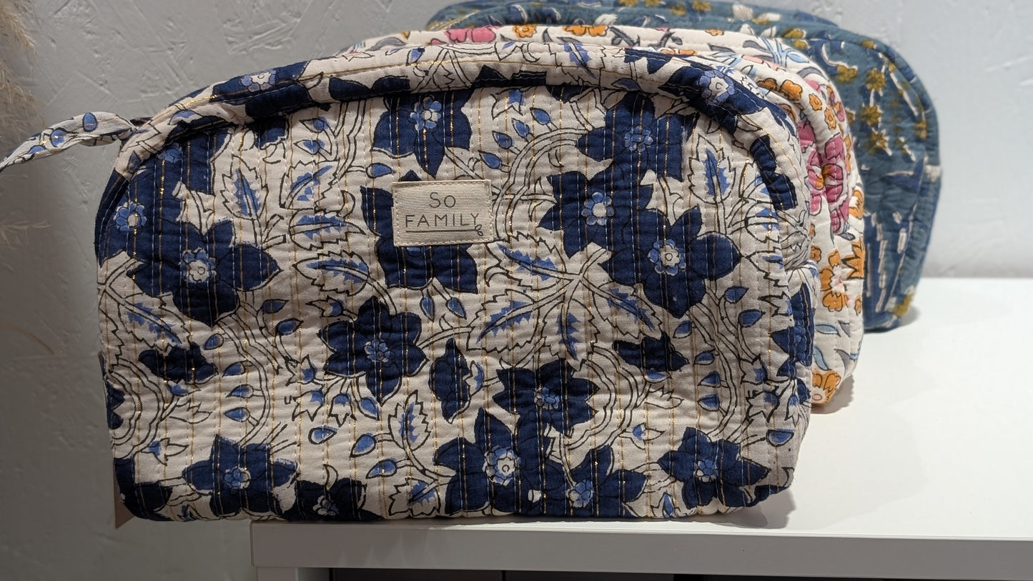 Trousse Matelassée Toilette - Bleu, Rose & Orange