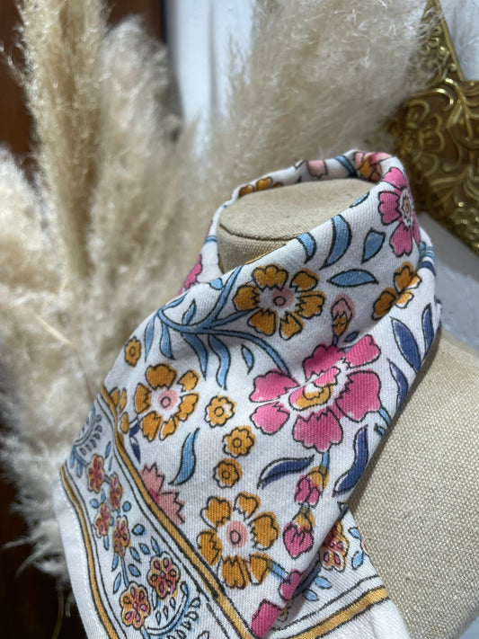 Foulard - Petit format - Blanc & Rose/Orange