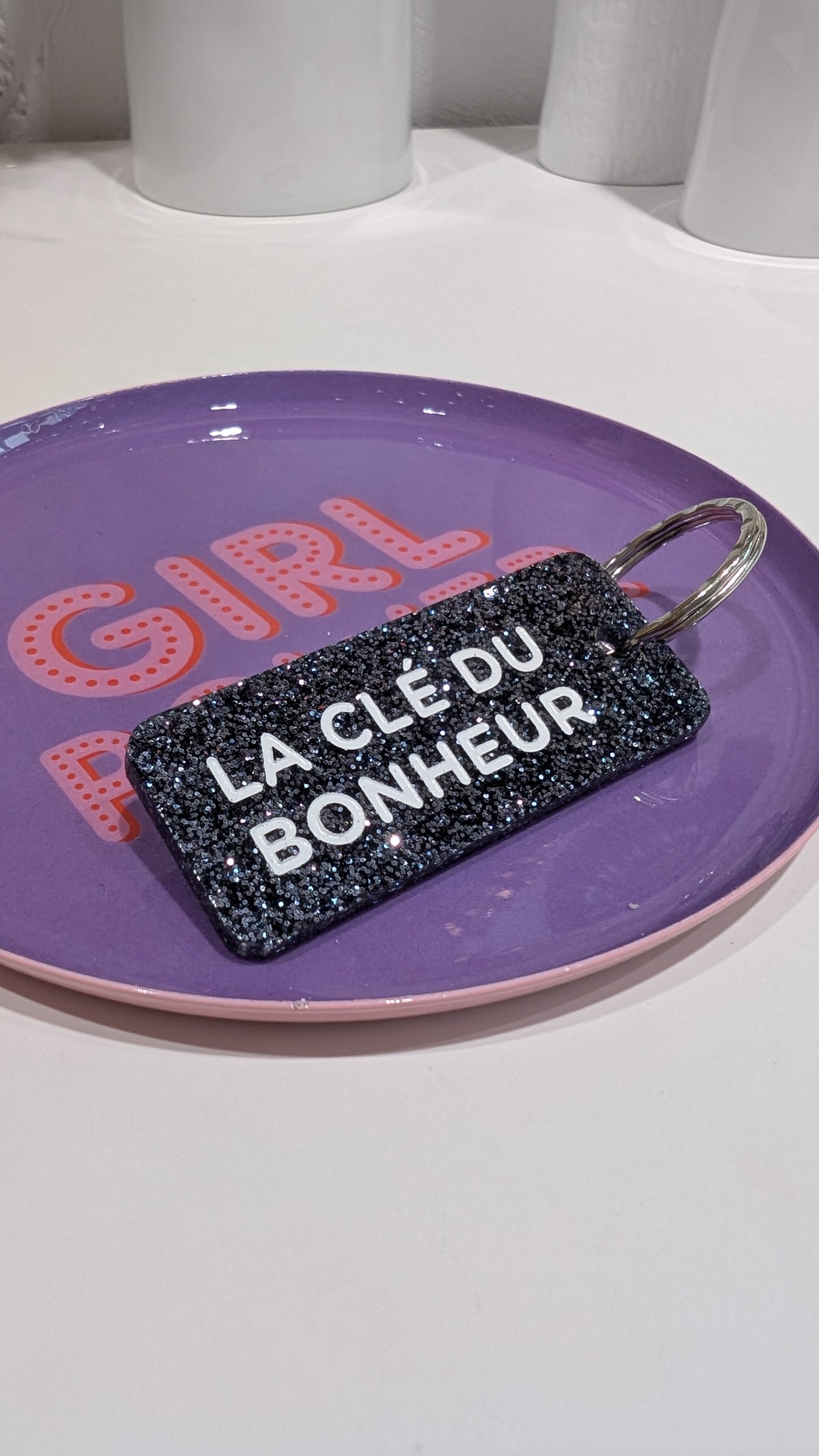 Porte-clés à Paillettes - La Clé du Bonheur