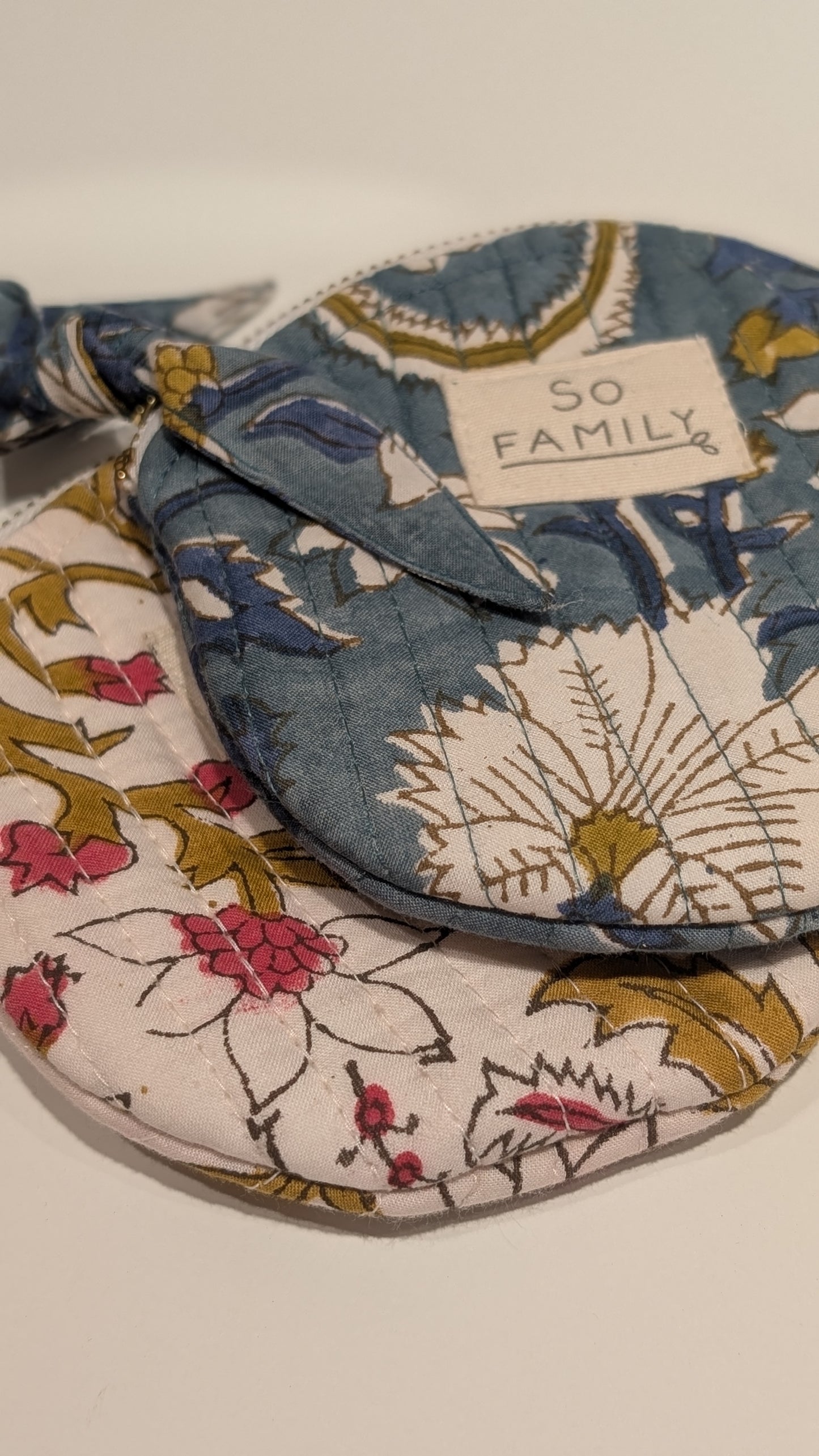 Porte-monnaie matelassé - Blanc & Rose