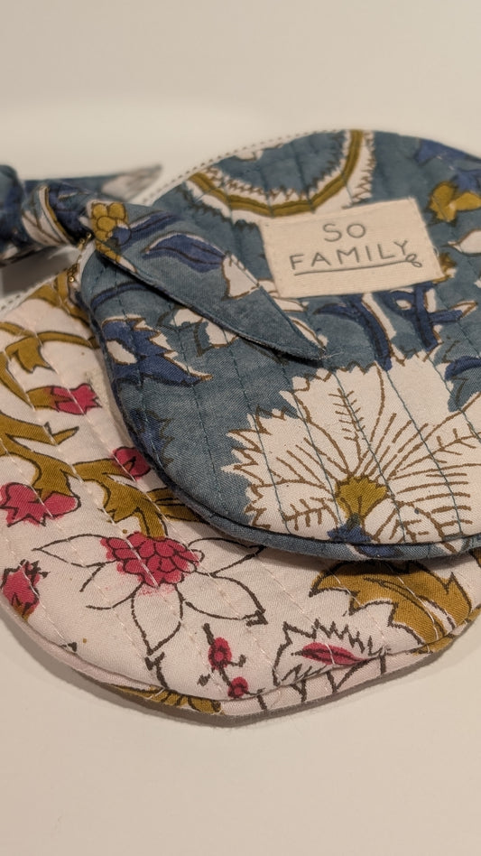 Porte-monnaie matelassé - Blanc & Rose